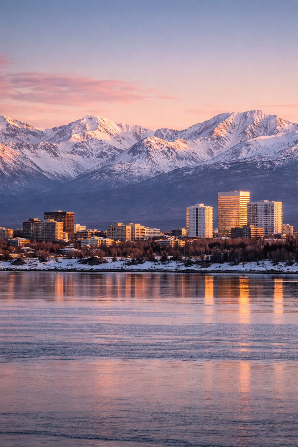 明るさの残るアンカレッジの夕景