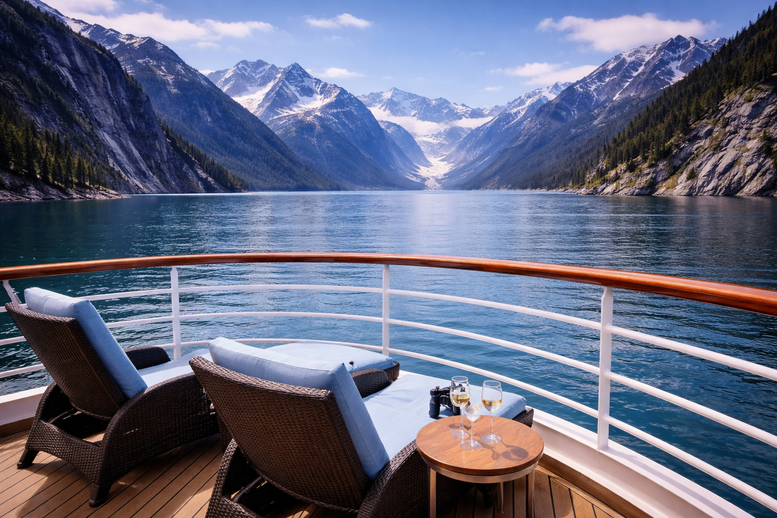 船上から見る沿岸の山々