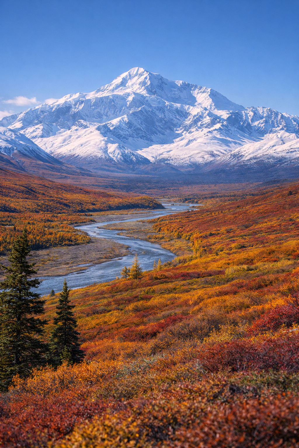 秋色のツンドラとデナリ