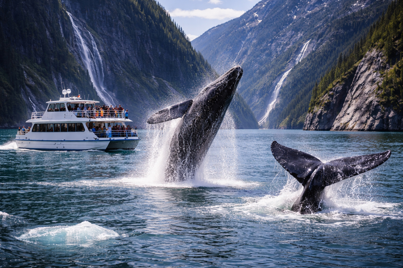 クルーズ船の近くのクジラ