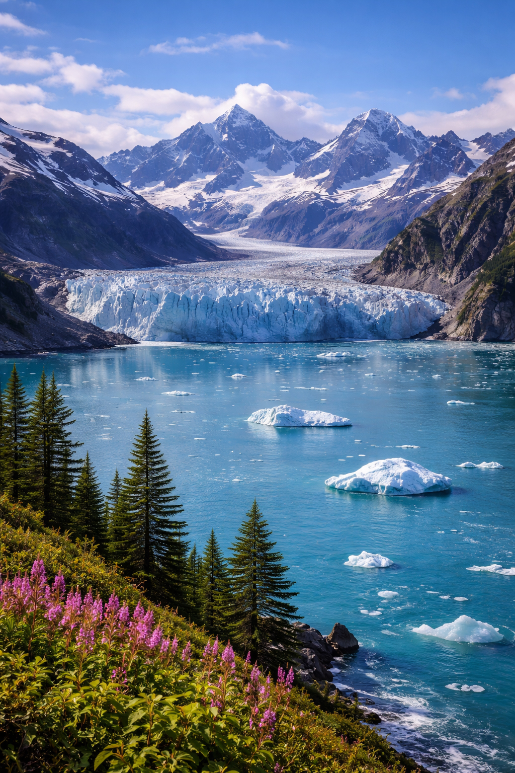 壮大なアラスカの氷河景観