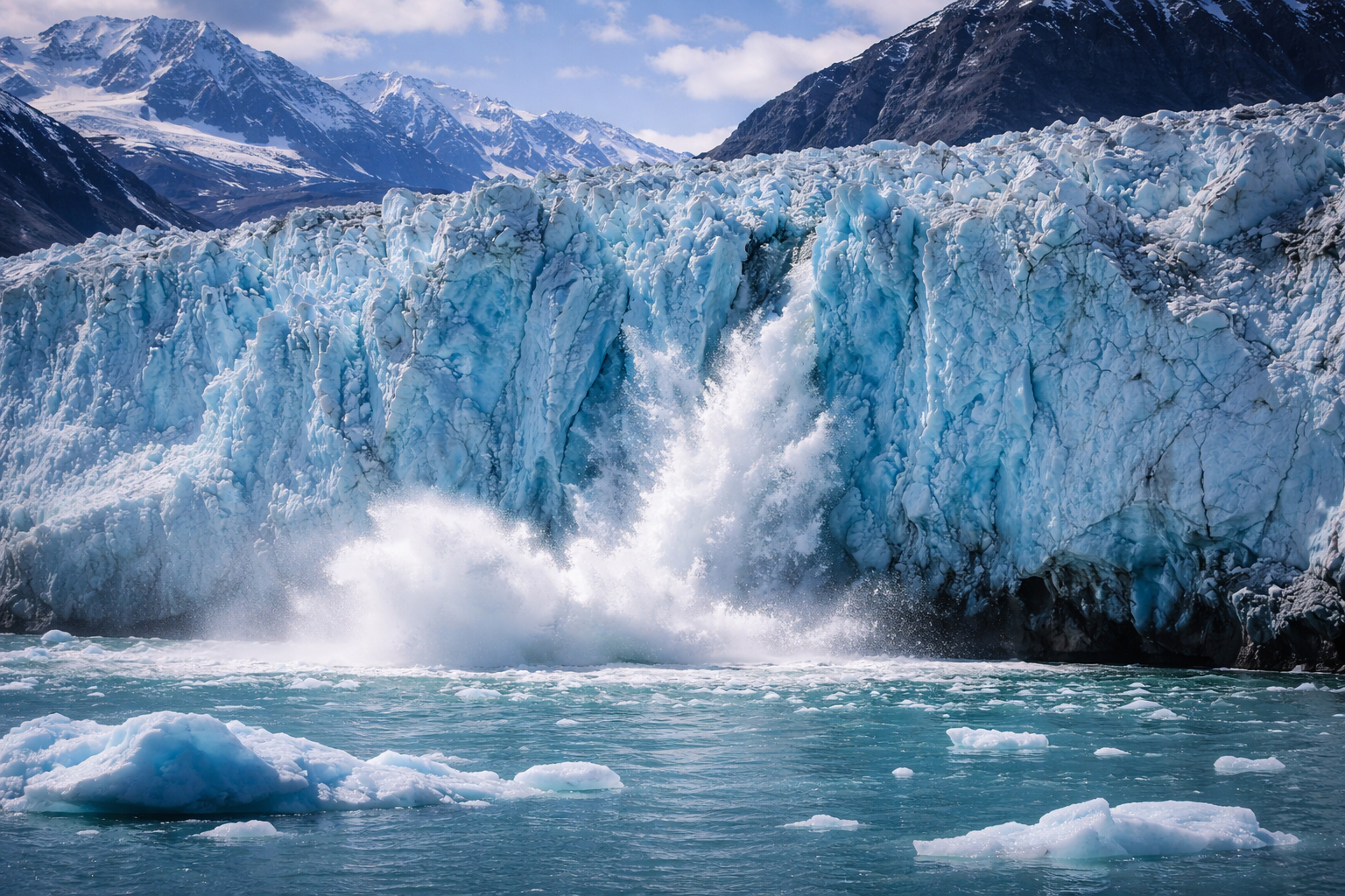 氷河が崩れ落ちる瞬間