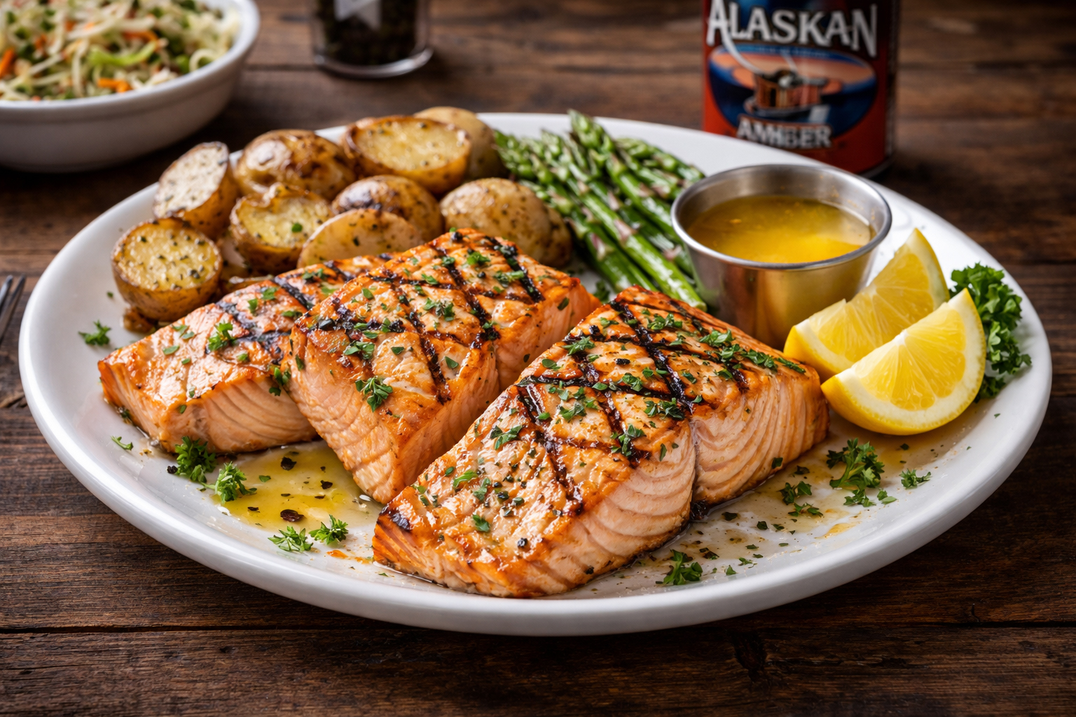 アラスカのグリルドサーモン