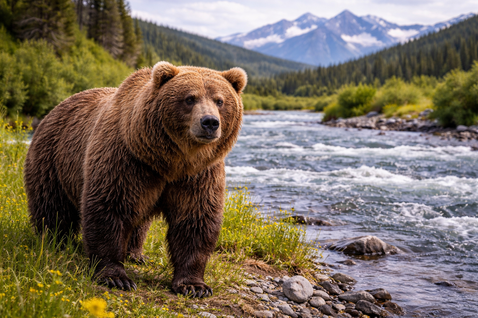 川辺のグリズリー