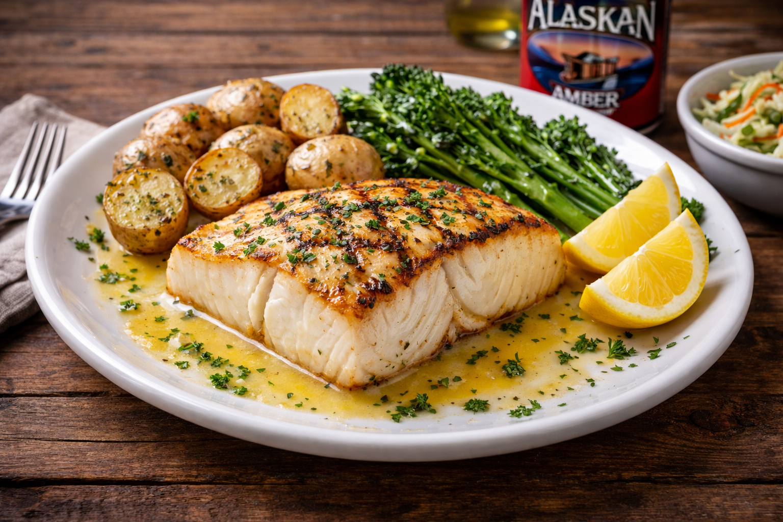 アラスカのハリバット料理