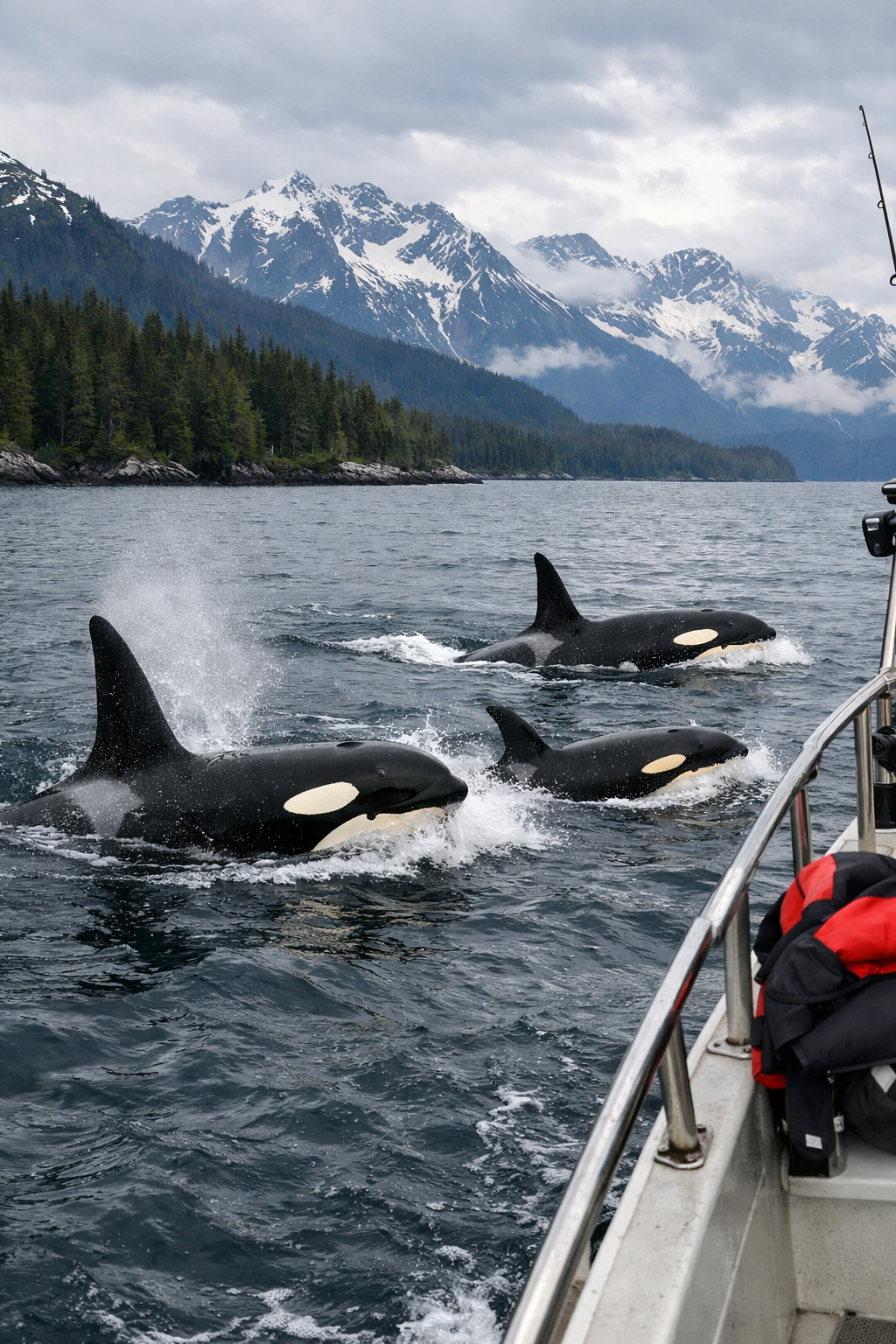 船の近くに現れたオルカ