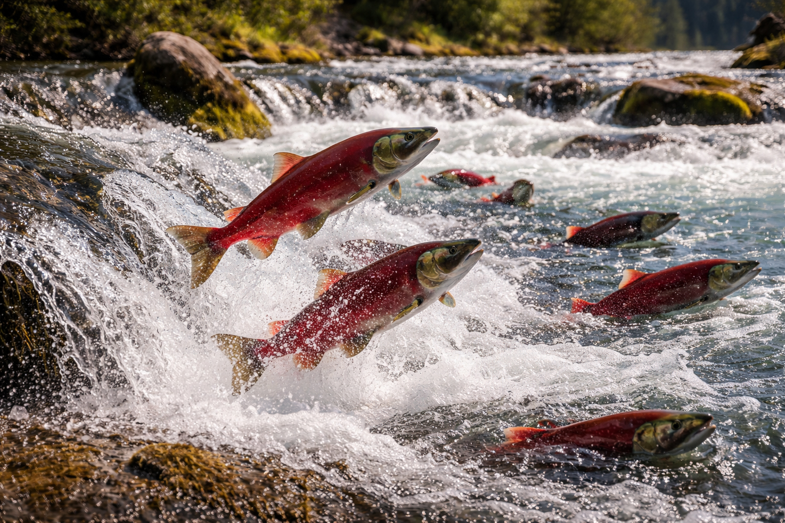 川を上るサーモンラン