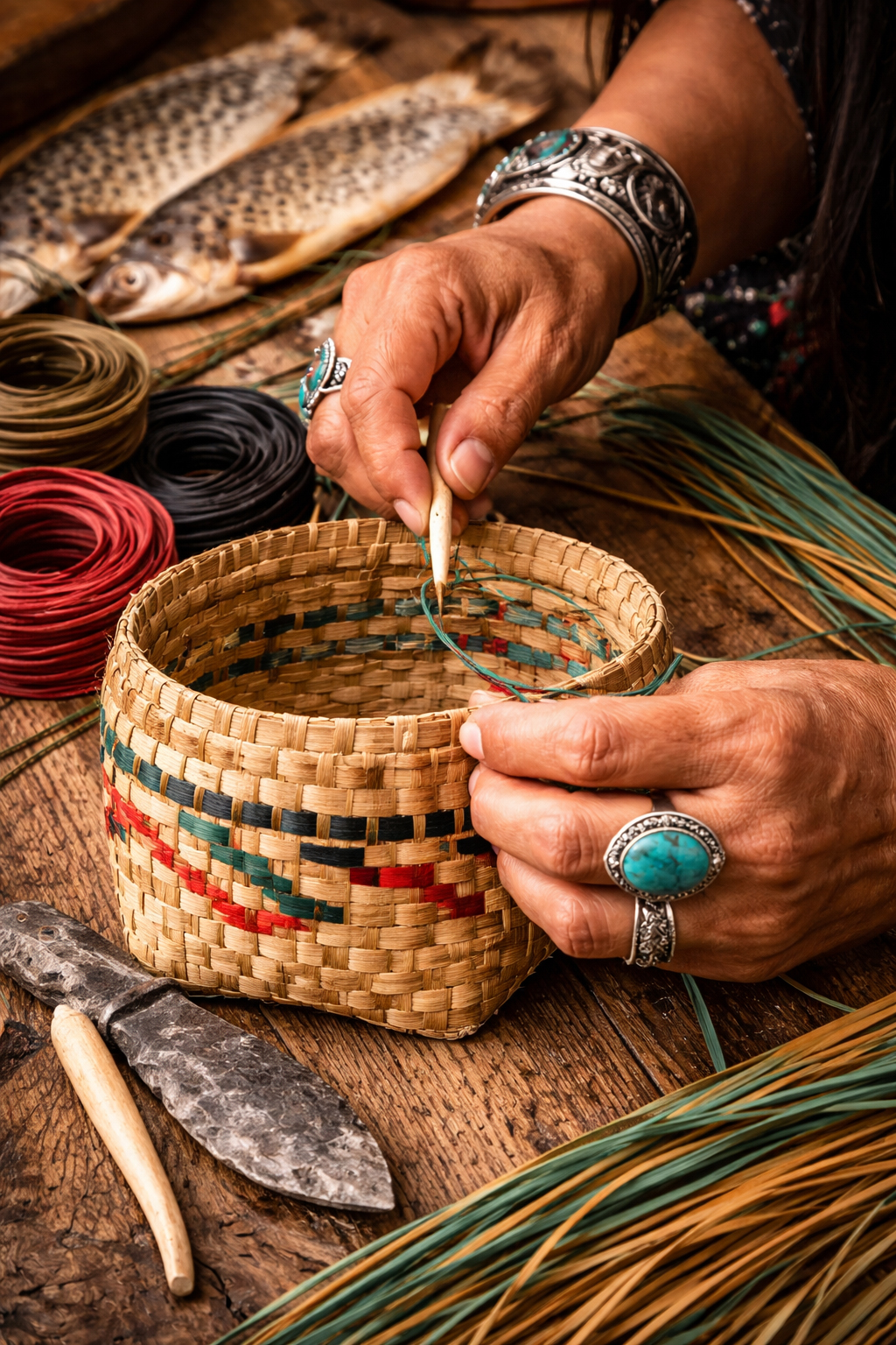 アラスカの伝統工芸の手仕事